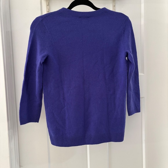 Talbots Petites P Pure Cashmere 3/4 Sleeve Sweater Periwinkle Blue Purple - Picture 5 of 7